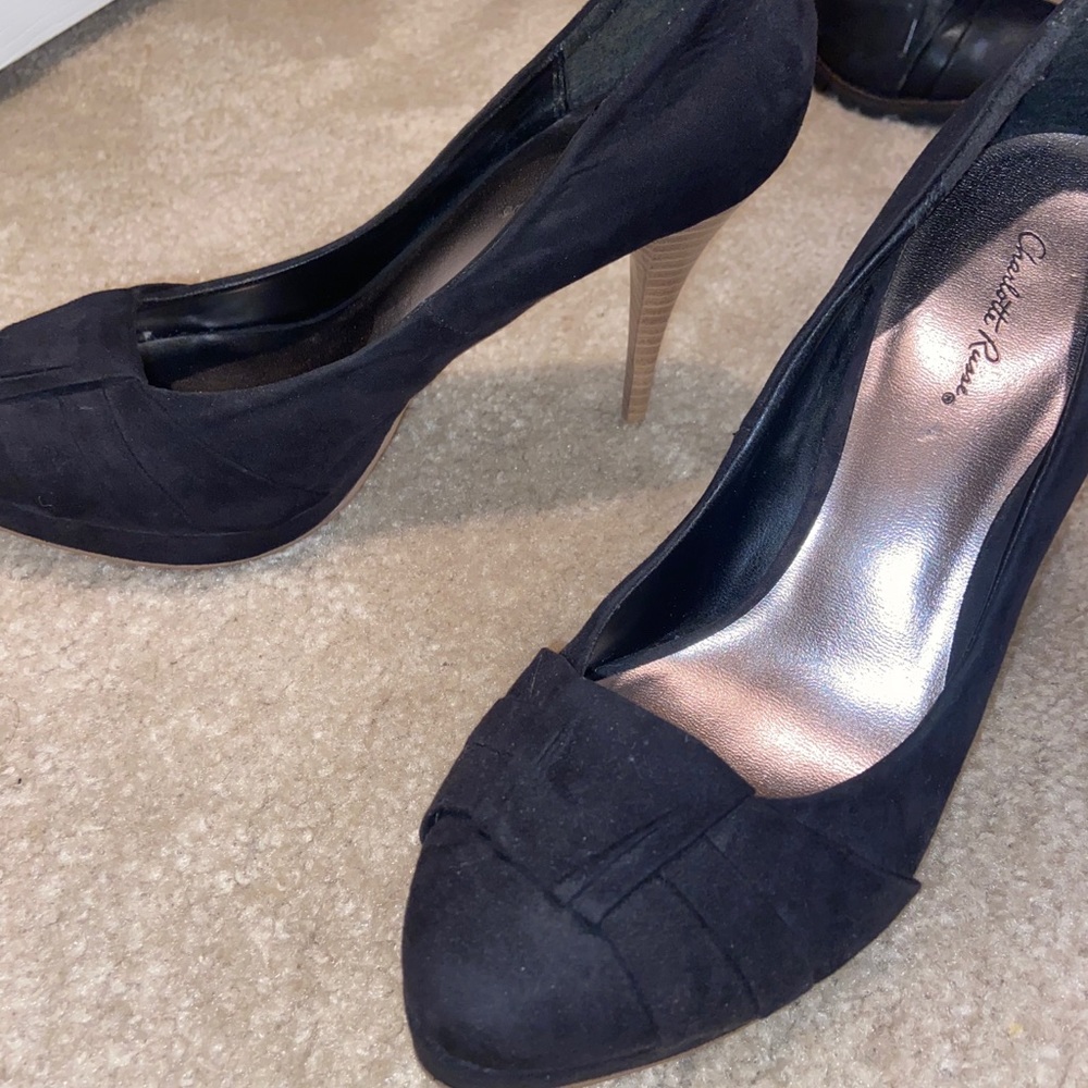 Black suede heels